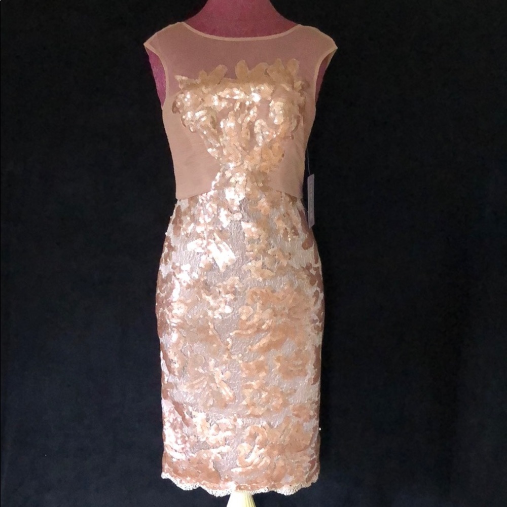 J S Collection Nude sequined Cocktail Dress